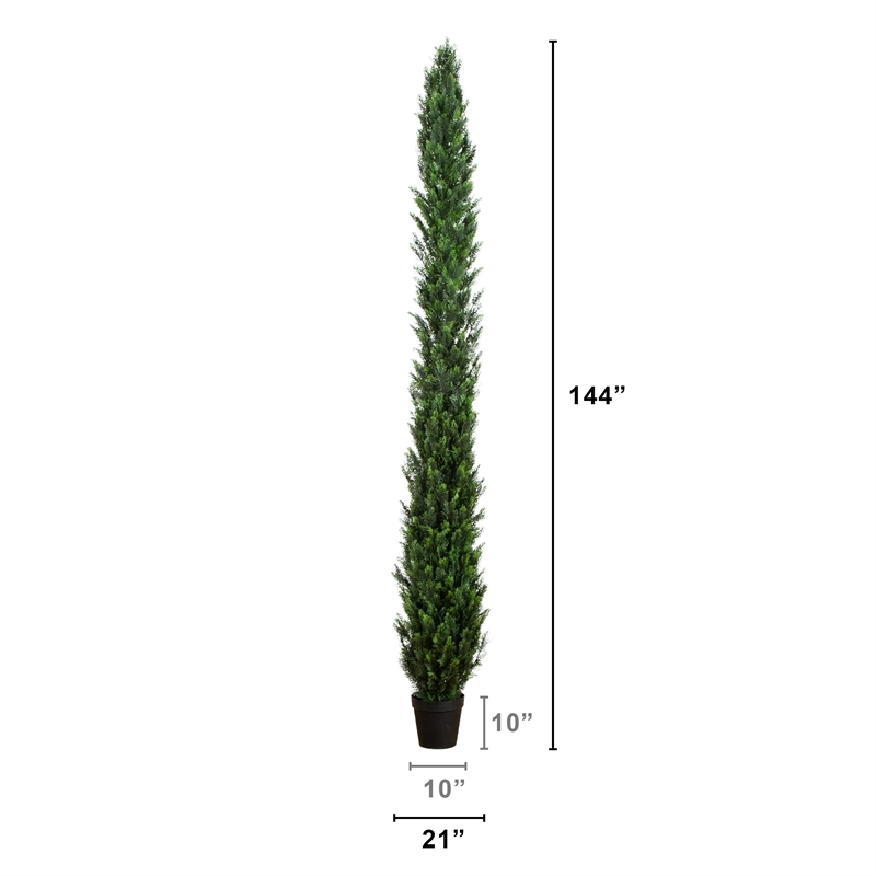 Nearly Natural 12ft UV Resistant Artificial Cedar Pine Tree (Indoor/Outdoor)