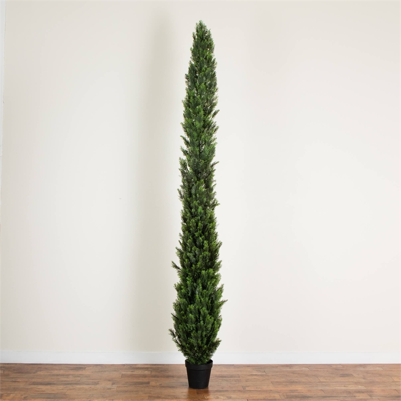Nearly Natural 12ft UV Resistant Artificial Cedar Pine Tree (Indoor/Outdoor)