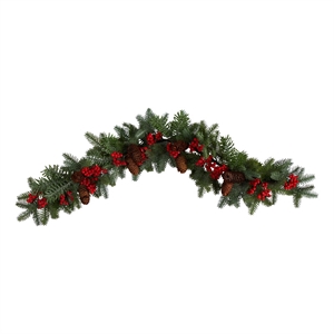 Nearly Natural 40&quot Pines Red Berries & Pinecones Artificial Christmas Garland