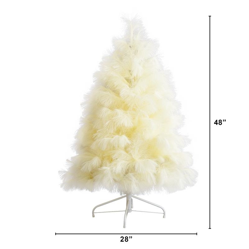 Nearly Natural 4ft Artificial Off White Pampas Grass Christmas Tree in White