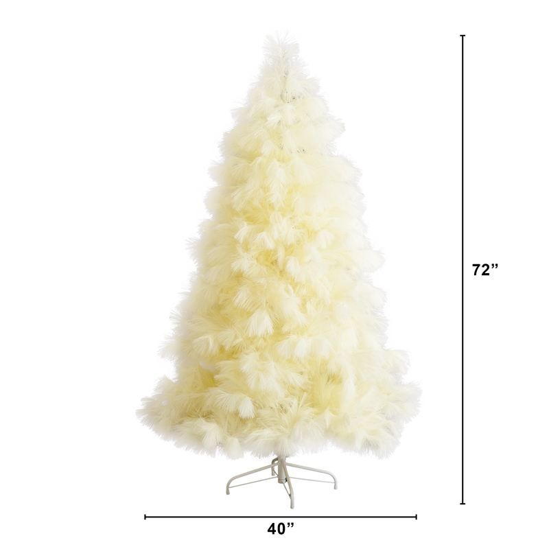 Nearly Natural 6ft Artificial Off White Pampas Grass Christmas Tree in White