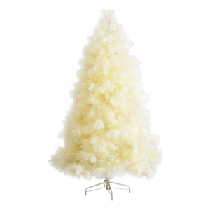 Nearly Natural 6ft Artificial Off White Pampas Grass Christmas Tree in White