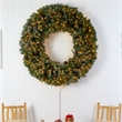 Nearly Natural 5ft Giant Flocked Christmas Wreath w/ Pinecones 400 Clear LED