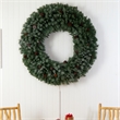 Nearly Natural 5ft Giant Flocked Christmas Wreath w/ Pinecones 400 Clear LED