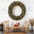 Nearly Natural 6ft Giant Flocked Christmas Wreath w/ Pinecones 600 Clear LED