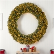 Nearly Natural 6ft Giant Flocked Christmas Wreath w/ Pinecones 400 Clear LED