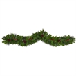 Nearly Natural 6ft Colorado Fir Christmas Garland w/ 50 LED Lights Berries
