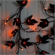 Nearly Natural 6.5ft Pre-Lit HalloweenBlack Maple Garland w/48 Orange/Purple LED