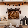 Nearly Natural 6.5ft Pre-Lit HalloweenBlack Maple Garland w/48 Orange/Purple LED