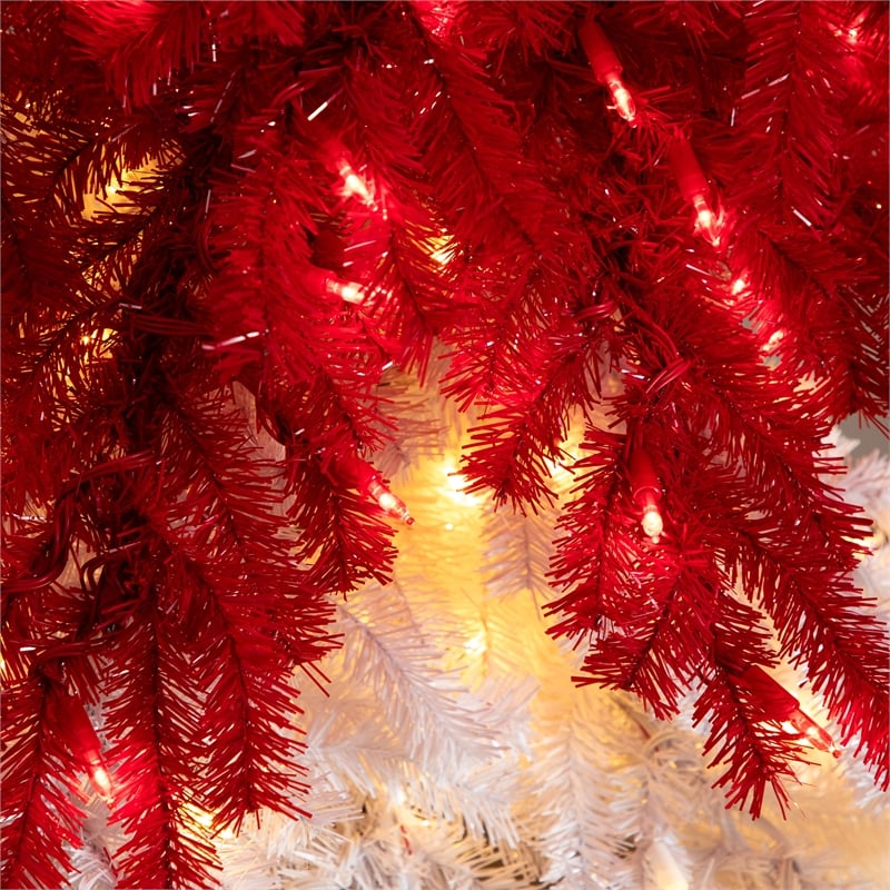 Nearly Natural 7ft Holiday Red Santa's Hat Christmas Tree with 500 LED
