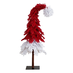 Nearly Natural 7ft Holiday Red Santa's Hat Christmas Tree with 500 LED