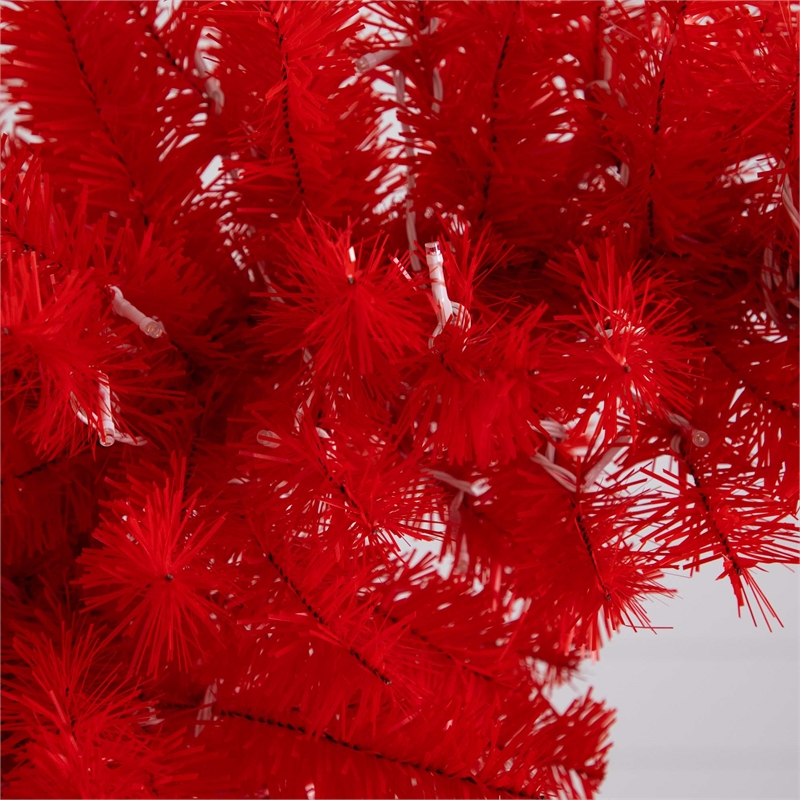 Nearly Natural 5ft Pre-Lit Holiday Red Santa's Hat Christmas Tree with 300 LED