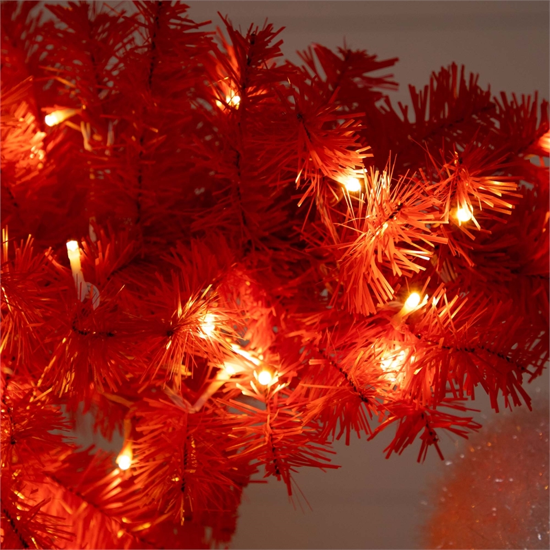 Nearly Natural 5ft Pre-Lit Holiday Red Santa's Hat Christmas Tree with 300 LED