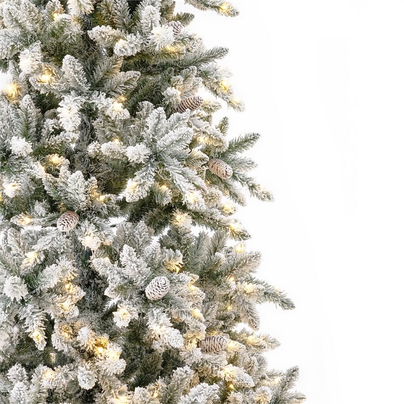 Nearly Natural 10ft Flocked Livingston Fir Green Christmas Tree