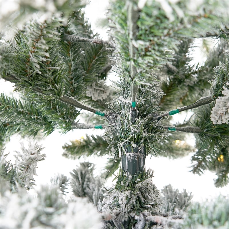 Nearly Natural 10ft Flocked Livingston Fir Green Christmas Tree