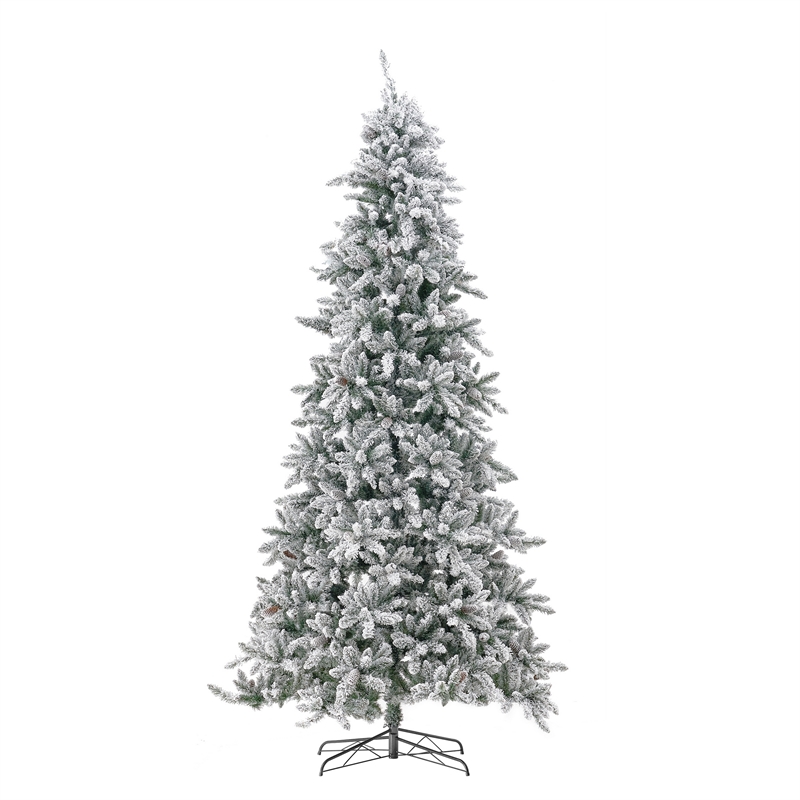 Nearly Natural 11ft Flocked Livingston Fir Green Christmas Tree