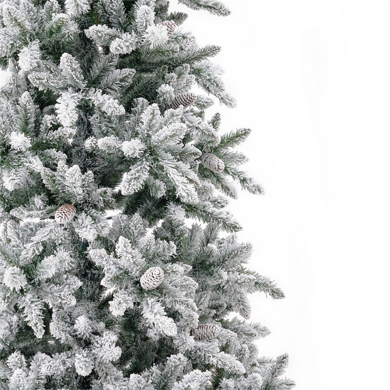 Nearly Natural 11ft Flocked Livingston Fir Green Christmas Tree