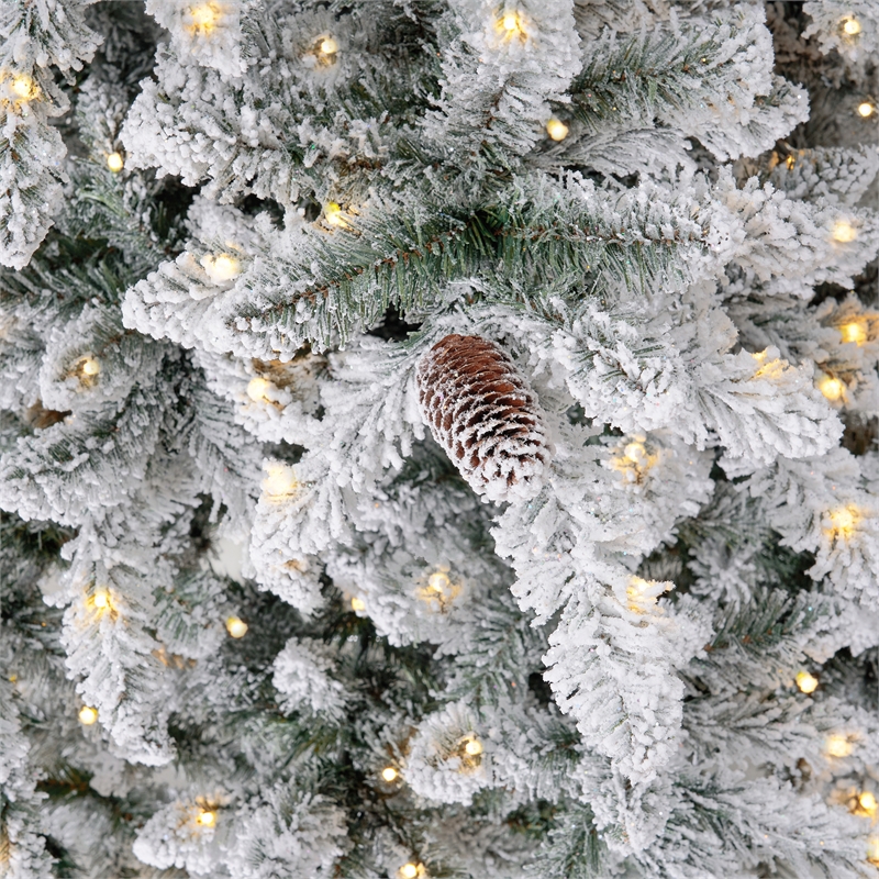 Nearly Natural 11ft Flocked Livingston Fir Green Christmas Tree