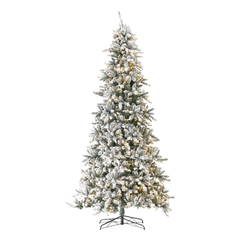 Nearly Natural 11ft Flocked Livingston Fir Green Christmas Tree