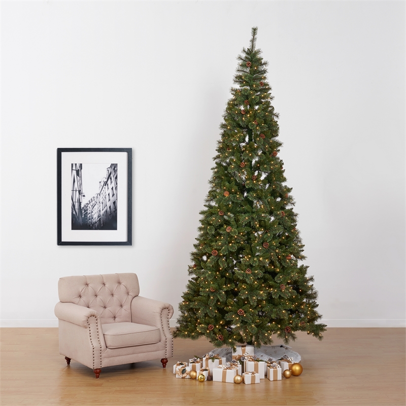 Nearly Natural 11ft White Mountain Pine Green Christmas Tree