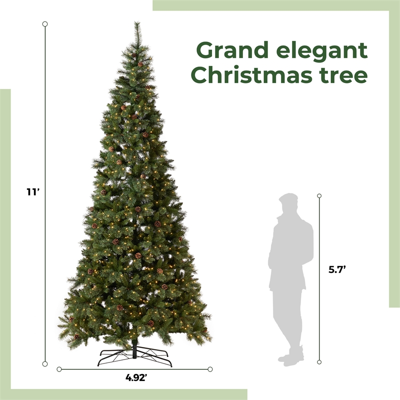 Nearly Natural 11ft White Mountain Pine Green Christmas Tree