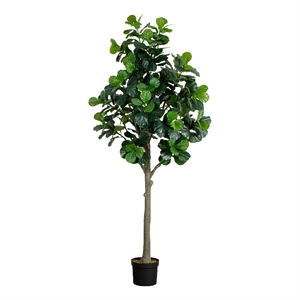 Nearly Natural 12ft Artificial Fiddle Leaf Tree in Green
