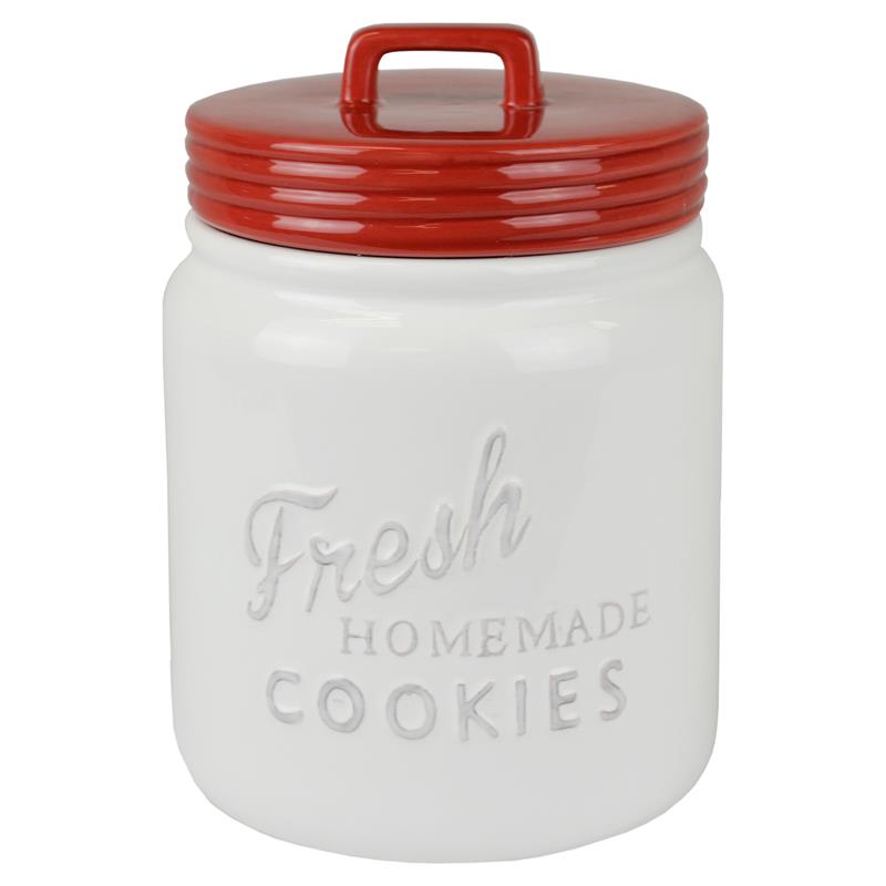 DII 6.3 Modern Ceramic Decor Cookie Jar Canister in Red/White