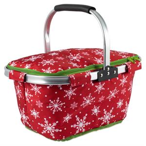 dii modern style polyester snowflake market tote in red finish
