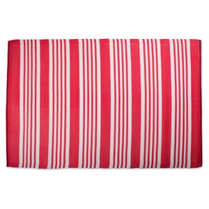 dii 4x6' modern style plastic multi stripe outdoor rug in coral pink
