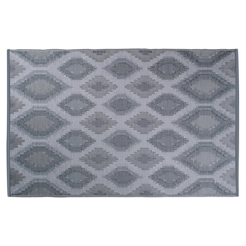 DII 4x6' Modern Style Plastic Ikat Outdoor Rug in Gray Finish Cymax