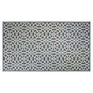 dii 4x6' modern style plastic infinity circle outdoor rug in gray finish