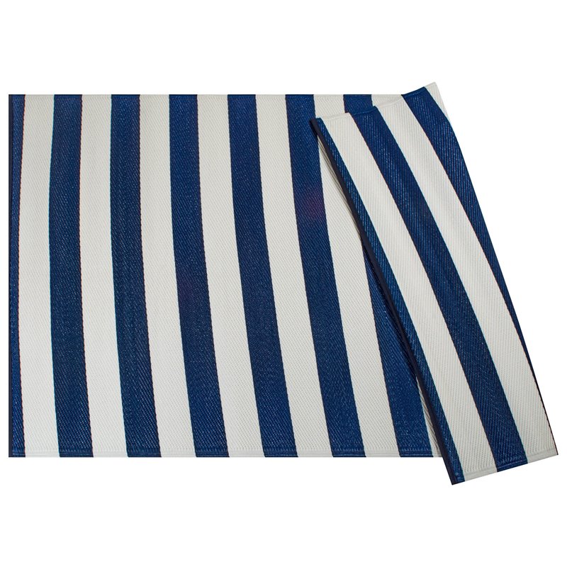 DII 4x6' Modern Style Plastic Multi Stripe Outdoor Rug in Navy/White
