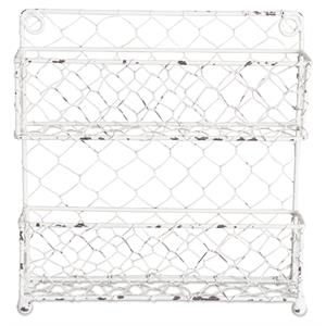 dii 2-row modern style metal chicken wire spice rack in antique white