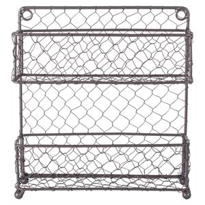 dii 2-tier modern style metal chicken wire spice rack in gray