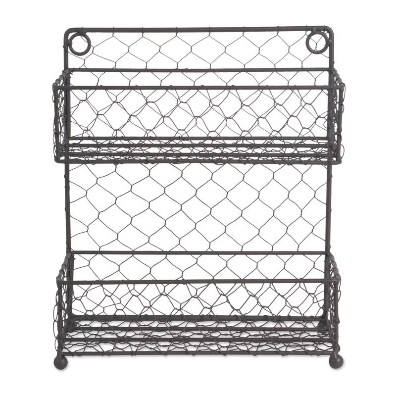 DII 2-row Modern Style Metal Double Wide Chicken Wire Spice Rack in Black