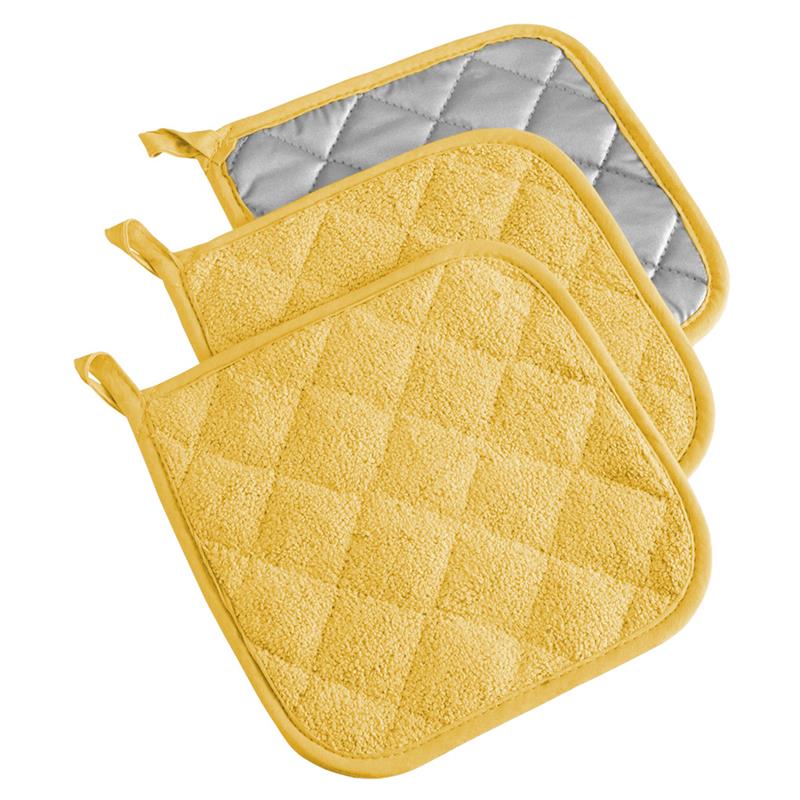 DII Gray Quilted Potholder (Set of 3) - Heat Resistant Cloth Pot