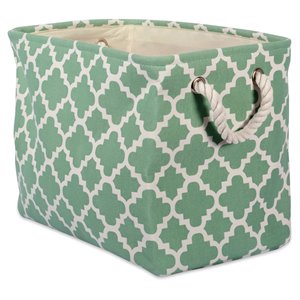 dii rectangle modern polyester lattice medium storage bin in bright green