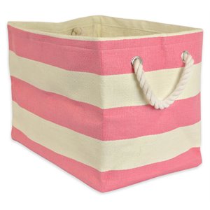 DII Rectangle Modern Style Paper Stripe Small Storage Bin in Pink
