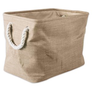 dii rectangle modern polyester small storage bin in variegated taupe beige