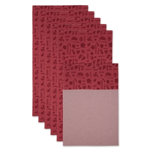 dii modern viscose and polyester veggies fridge liners in red (set of 6)