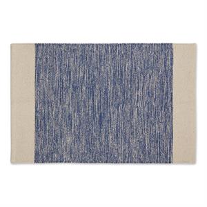 dii french blue variegated border hand-loomed cotton rug 2x3 ft