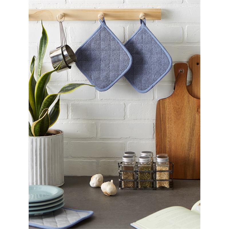 Stonewash Blue Terry Potholder (Set 3)