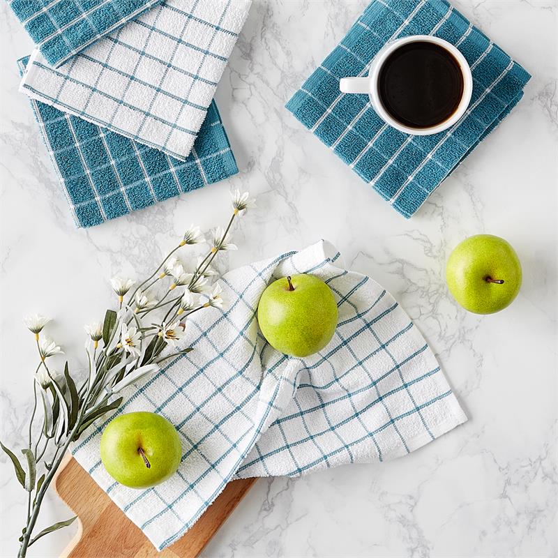 DII Blue Combo Windowpane Dishcloth (Set of 6)