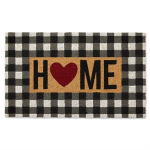 dii multi-colori checkers home heart coir wood doormat