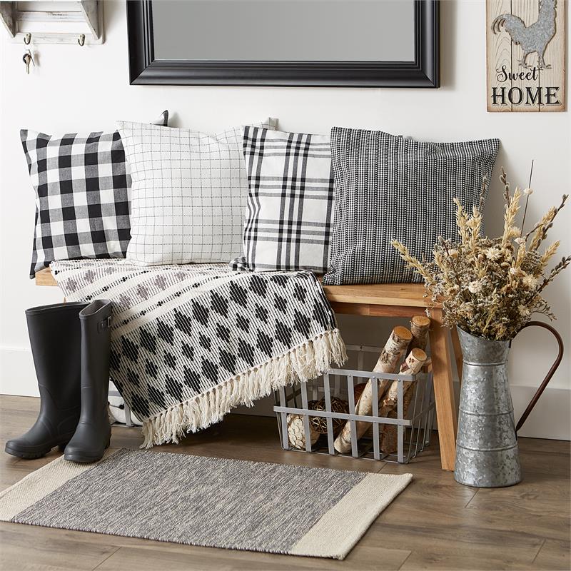 DII Asst Black Farmhouse Cotton Pillow Cover 18x18 inch 4 Piece