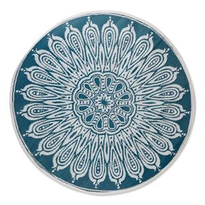 dii blue sunflower outdoor fabric  rug 5 ft round