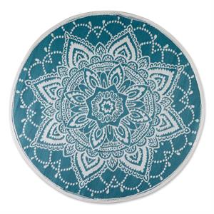 dii storm blue boho floral outdoor fabric  rug 5 ft round