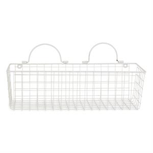 assorted antique white wire wall basket (set of 2) 11.8x5.5x4 and 17.7x6.7x5.1