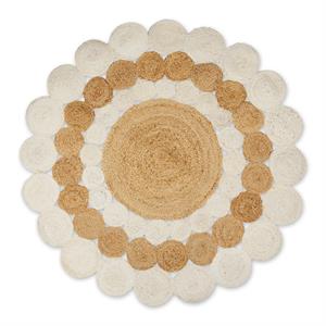multi-color white and natural hand dyed jute braided rug 4 ft round