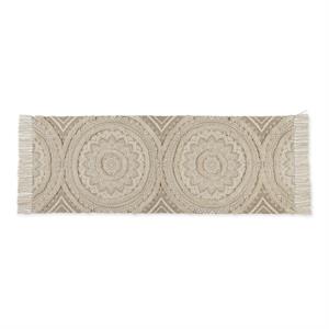 stone printed natural hand-loomed cotton shag rug runner 2.3 x 6 ft
